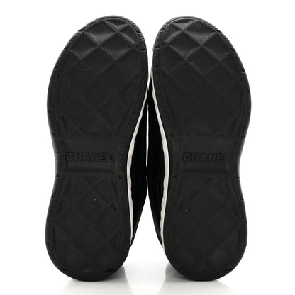 Chanel Velvet Calfskin Mixed Fibers CC Sneakers 37 Black 6 of 23