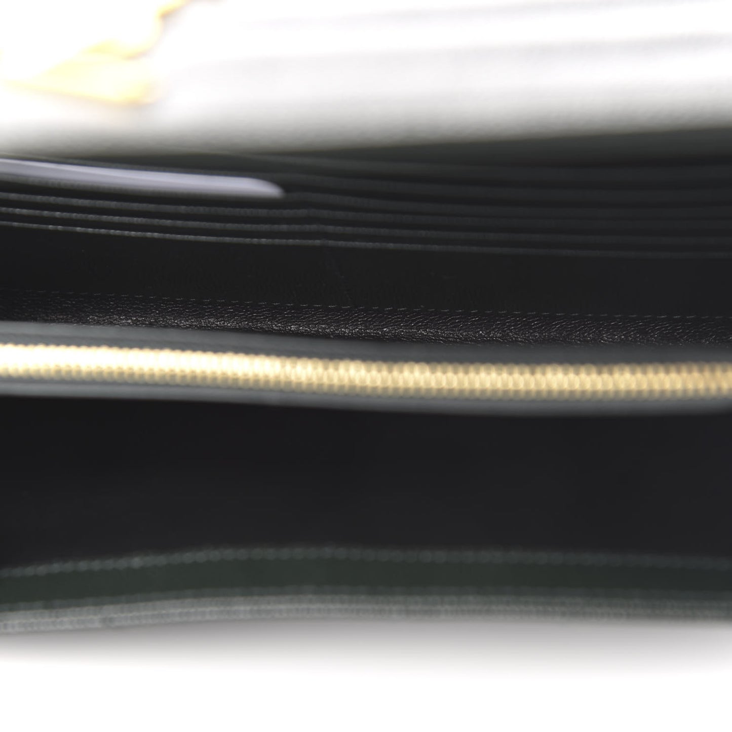 Grain De Poudre Matelasse Chevron Monogram Chain Wallet Dark Green