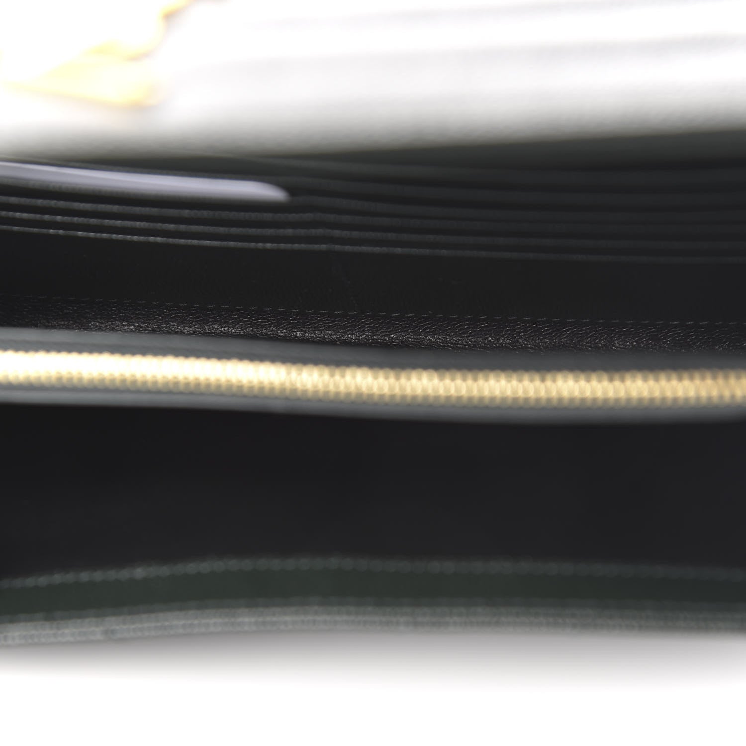 Saint Laurent Grain De Poudre Matelasse Chevron Monogram Chain Wallet Dark Green 5 of 10