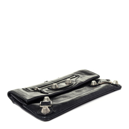 Balenciaga Agneau Giant 21 Silver Hardware Envelope Clutch Black 4 of 10