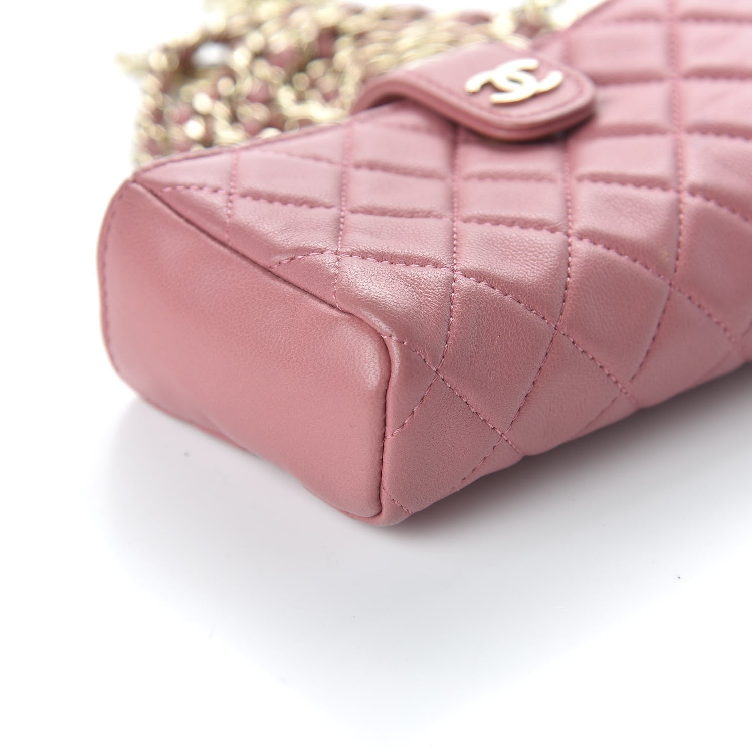 Chanel Lambskin Quilted Valentine Charms Mini Phone Holder Crossbody Pink 6 of 10