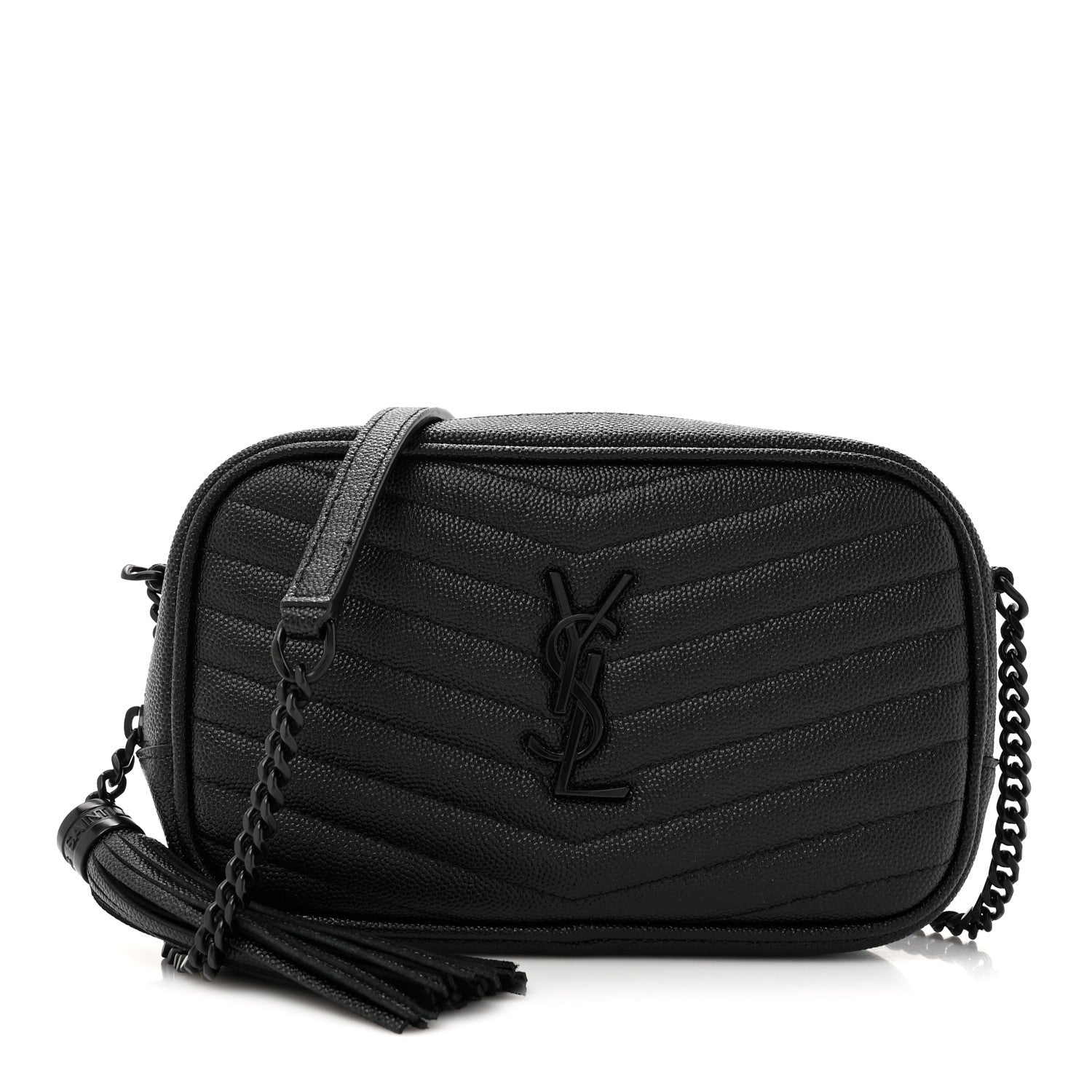 Saint Laurent Grain De Poudre Matelasse Monochrome Monogram Mini Lou Camera Bag Black 1 of 9