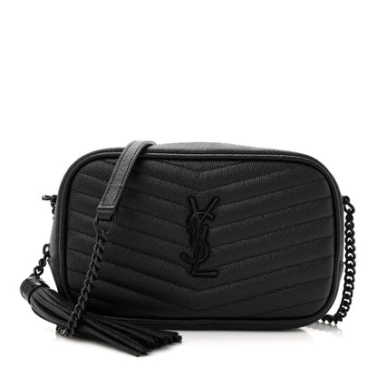 Saint Laurent Grain De Poudre Matelasse Monochrome Monogram Mini Lou Camera Bag Black 1 of 9