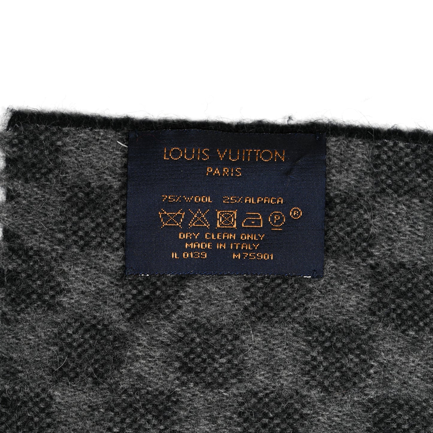 Wool Alpaca Damier Graphite Map Scarf Black