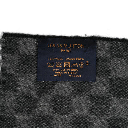 Louis Vuitton Wool Alpaca Damier Graphite Map Scarf Black 3 of 3