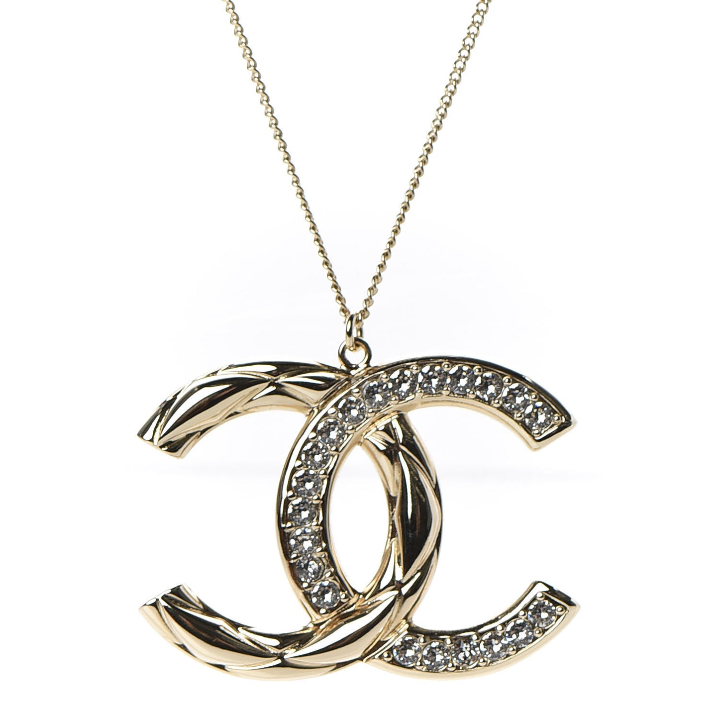 Metal Crystal 2.55 Bijoux CC Necklace Gold