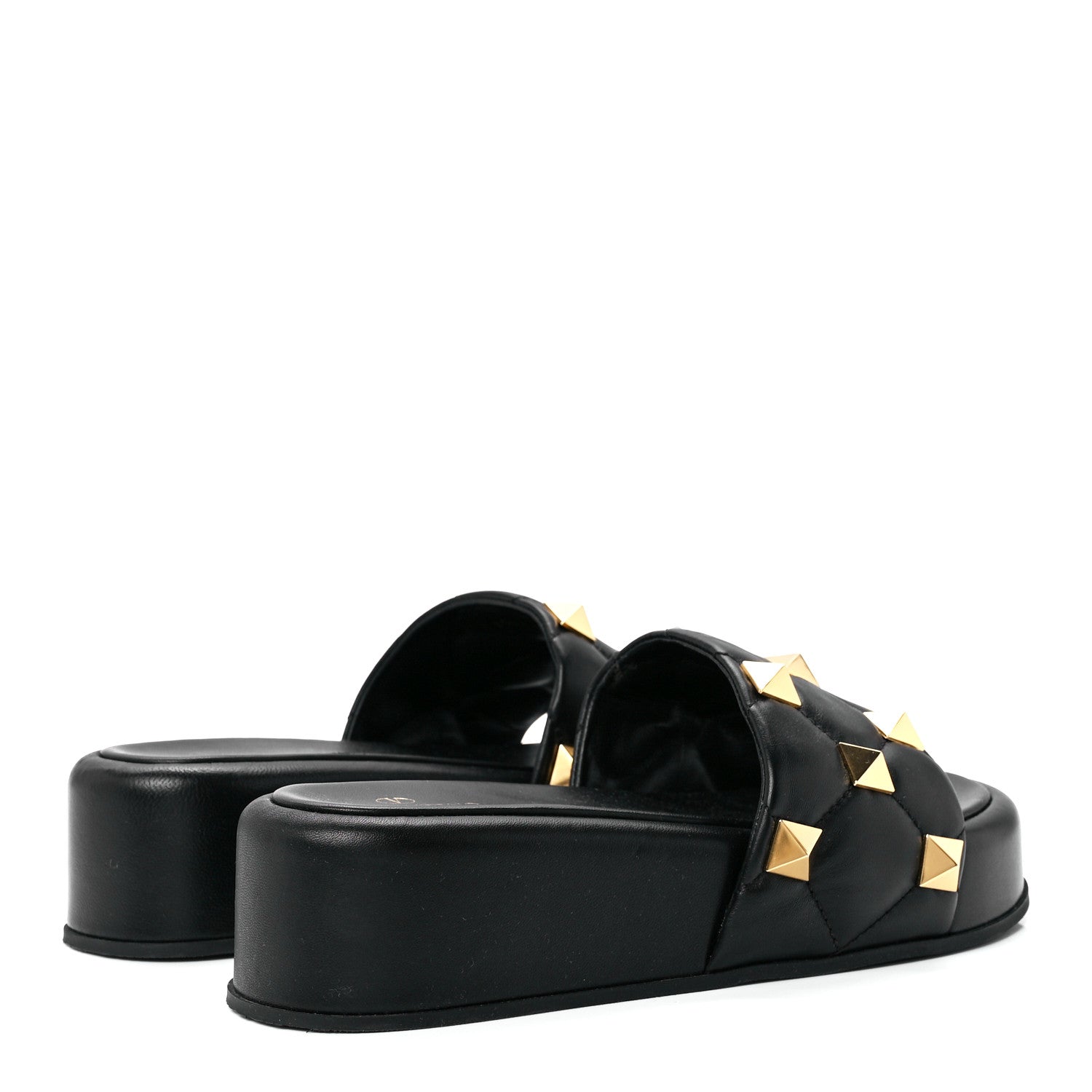 Valentino Garavani Nappa Roman Stud 30/50mm Platform Slide Sandals 38 Black 4 of 8