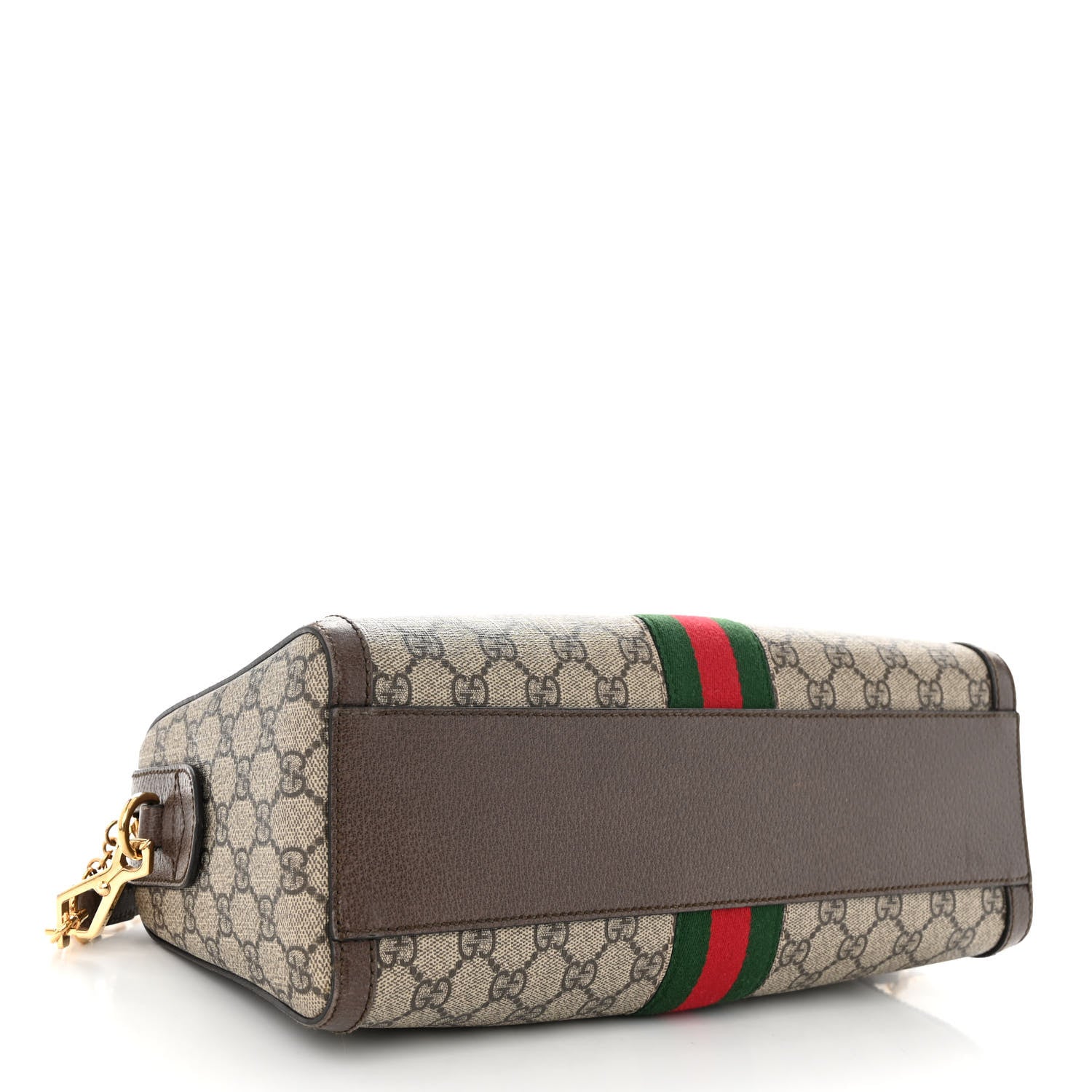 Gucci GG Supreme Monogram Textured Dollar Calfskin Web Medium Ophidia Boston Beige Ebony New Acero 4 of 12