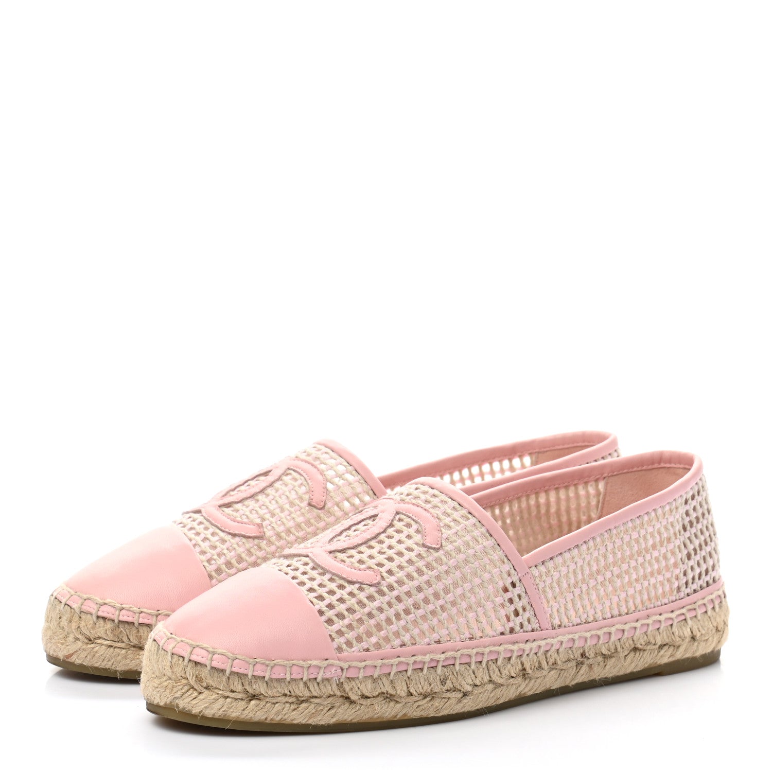 Chanel Mesh Lambskin CC Espadrilles 40 Light Pink Beige 10 of 30