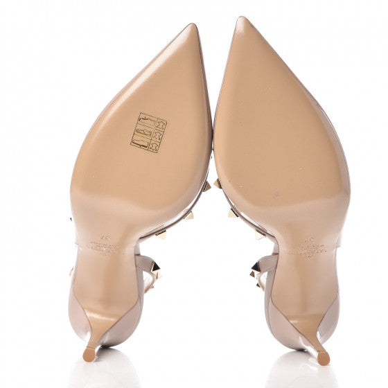 Valentino Garavani Patent Rockstud Half D'Orsay Slingback 85mm Pumps 37 Poudre 5 of 8