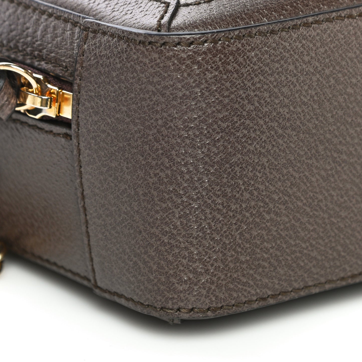 GG Supreme Monogram Mini Ophidia Top Handle Shoulder Bag Brown