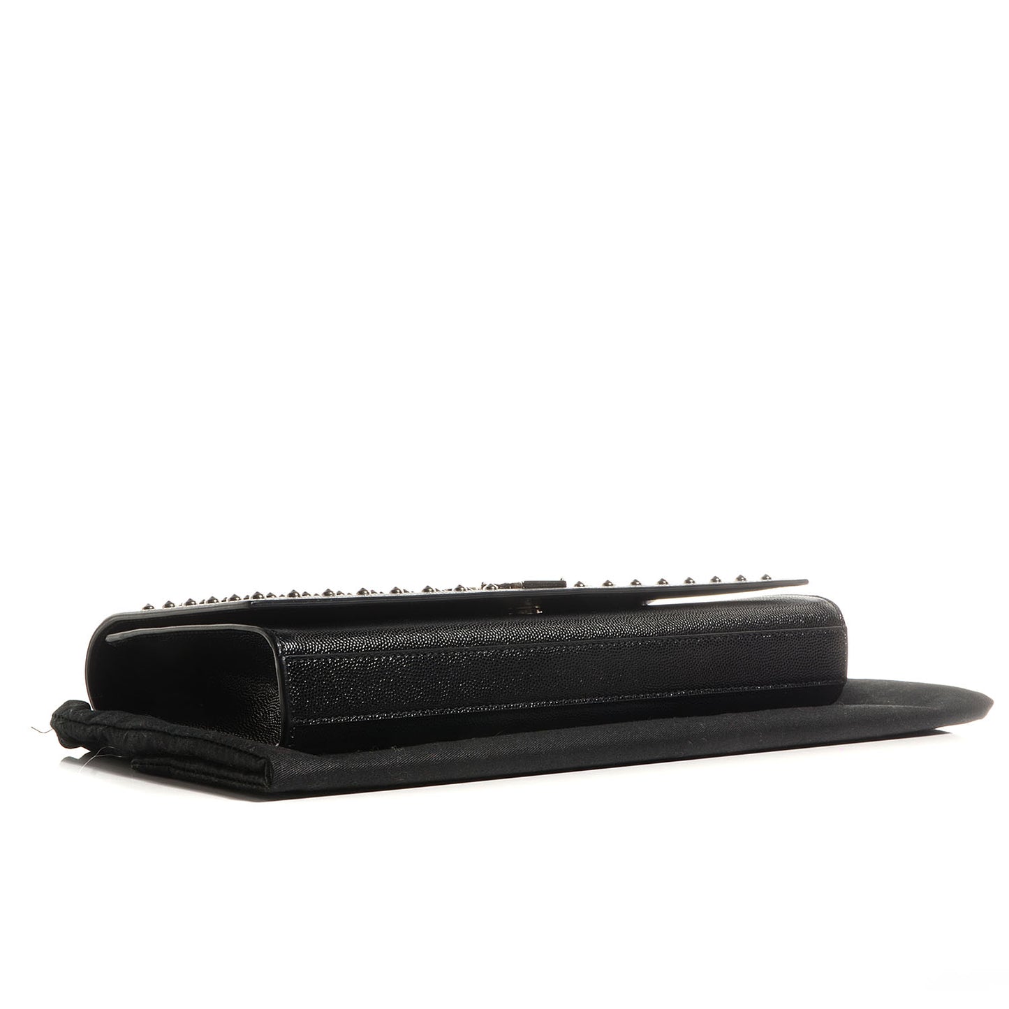 Grain De Poudre Matelasse Monogramme Studded Clutch Black