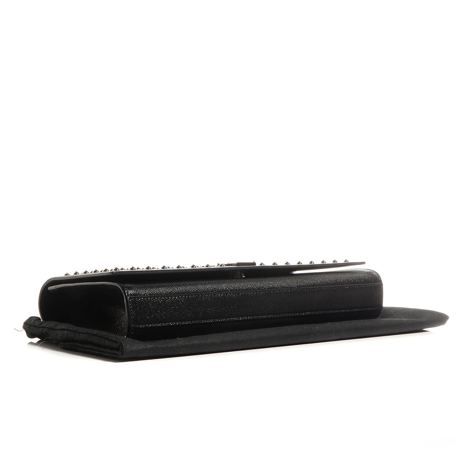 Saint Laurent Grain De Poudre Matelasse Monogramme Studded Clutch Black 4 of 8