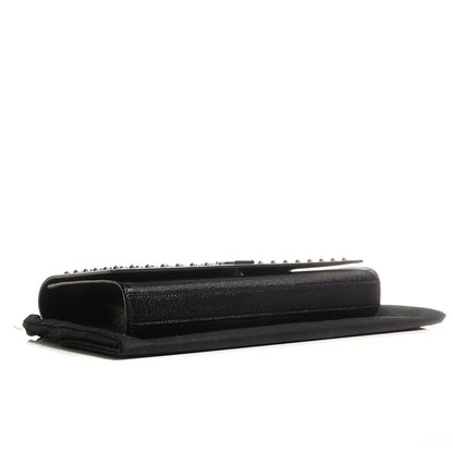 Saint Laurent Grain De Poudre Matelasse Monogramme Studded Clutch Black 4 of 8