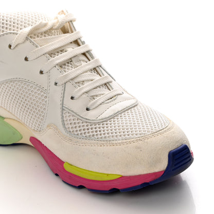 Chanel Suede Calfskin CC Sneakers 37 White Pink Green 13 of 15