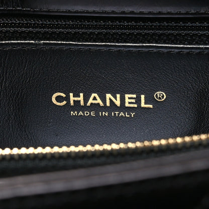 Chanel Calfskin Lizard Chevron Quilted Small Coco Handle Flap Black 7 of 12