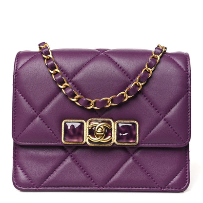 Chanel Calfskin Resin Quilted Mini Flap Purple 1 of 12