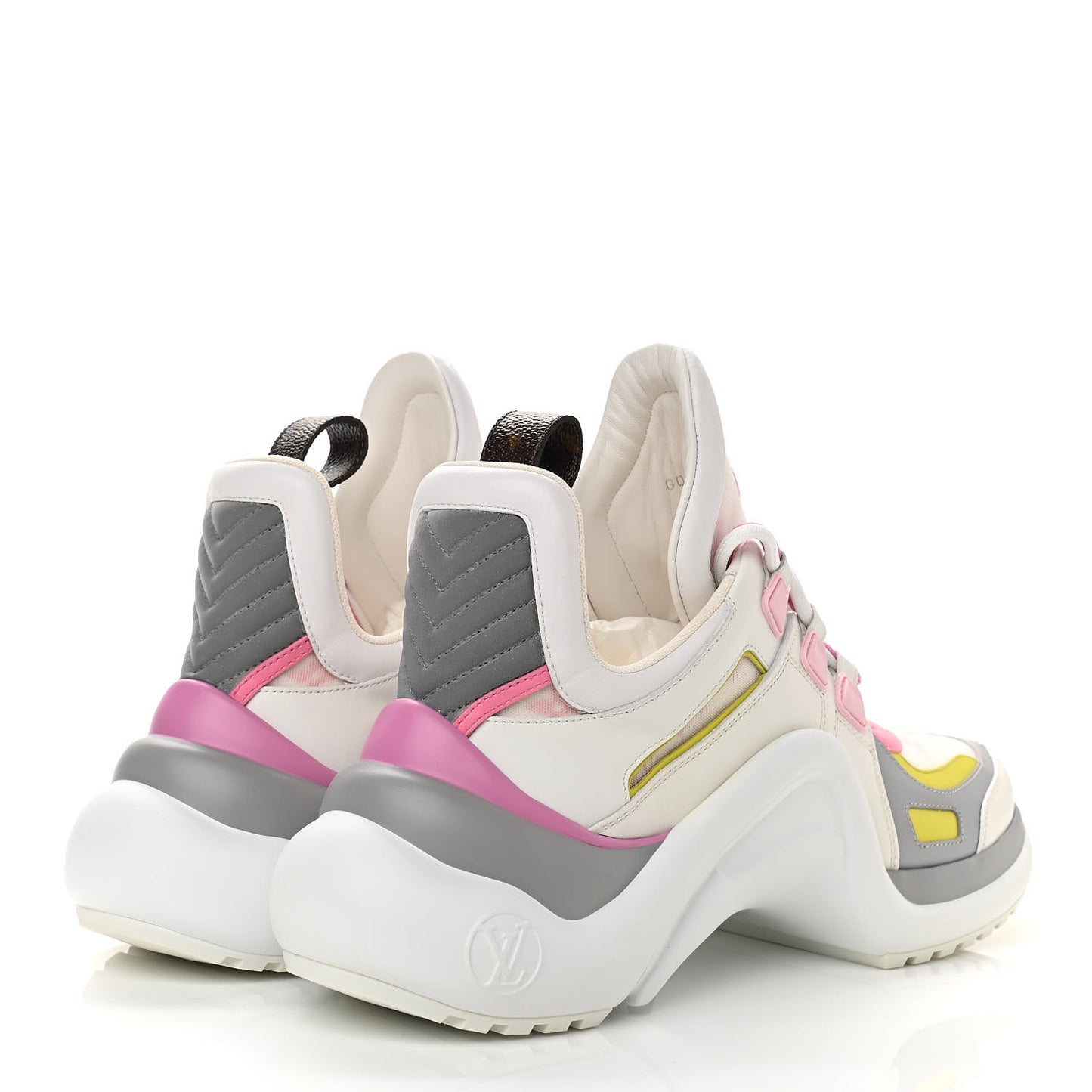 Calfskin Technical Nylon LV Archlight Sneakers 40 White Pink Yellow