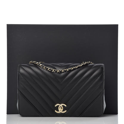 Chanel Calfskin Chevron Quilted Statement Flap Black 10 of 10
