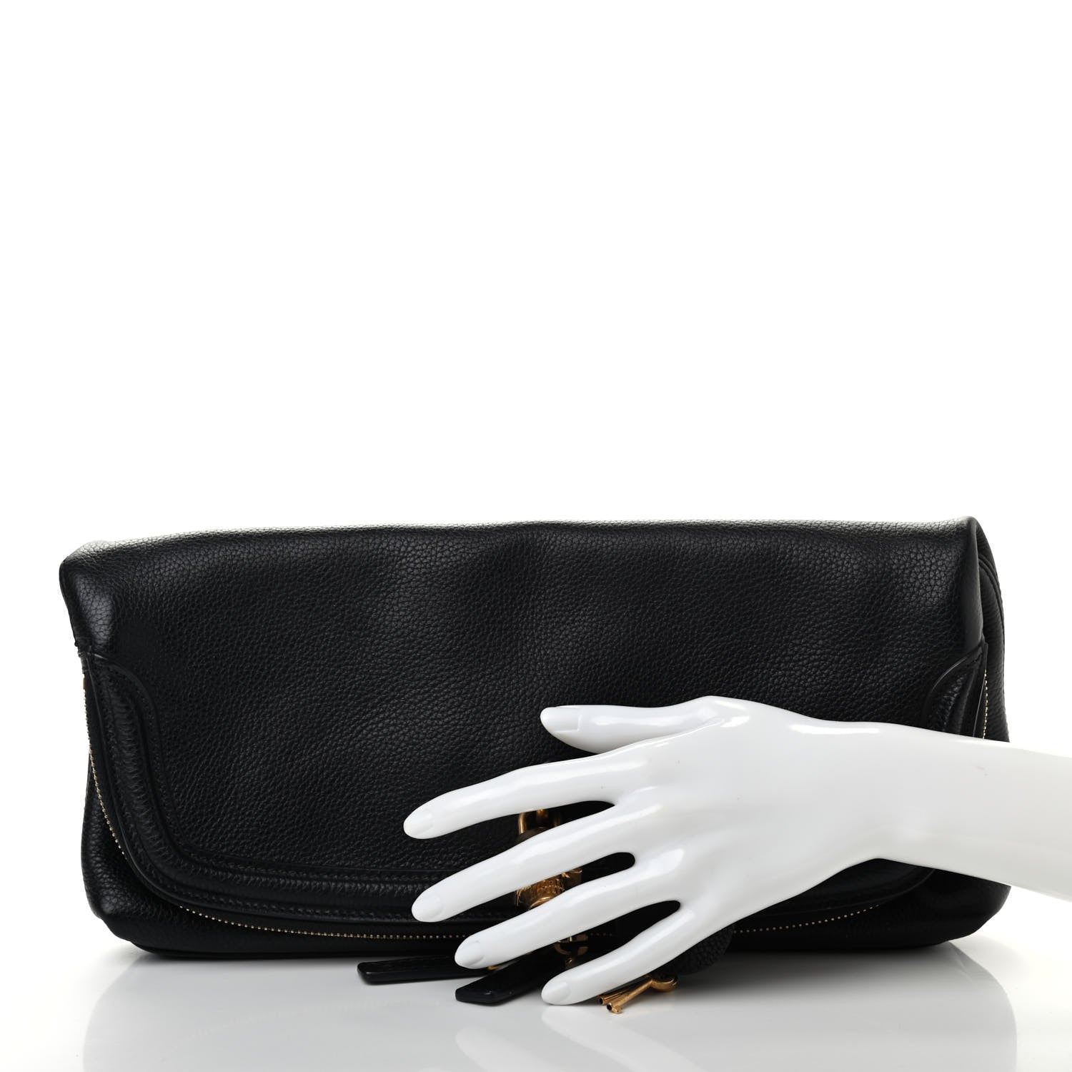 Alexander McQueen Grainy Calfskin Padlock Skull Clutch Black 2 of 7