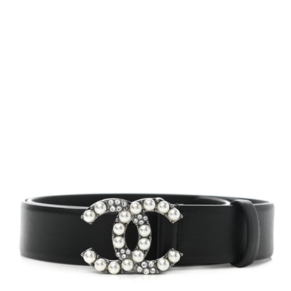 Chanel Calfskin Pearl Crystal CC Belt 85 34 Black 1 of 7