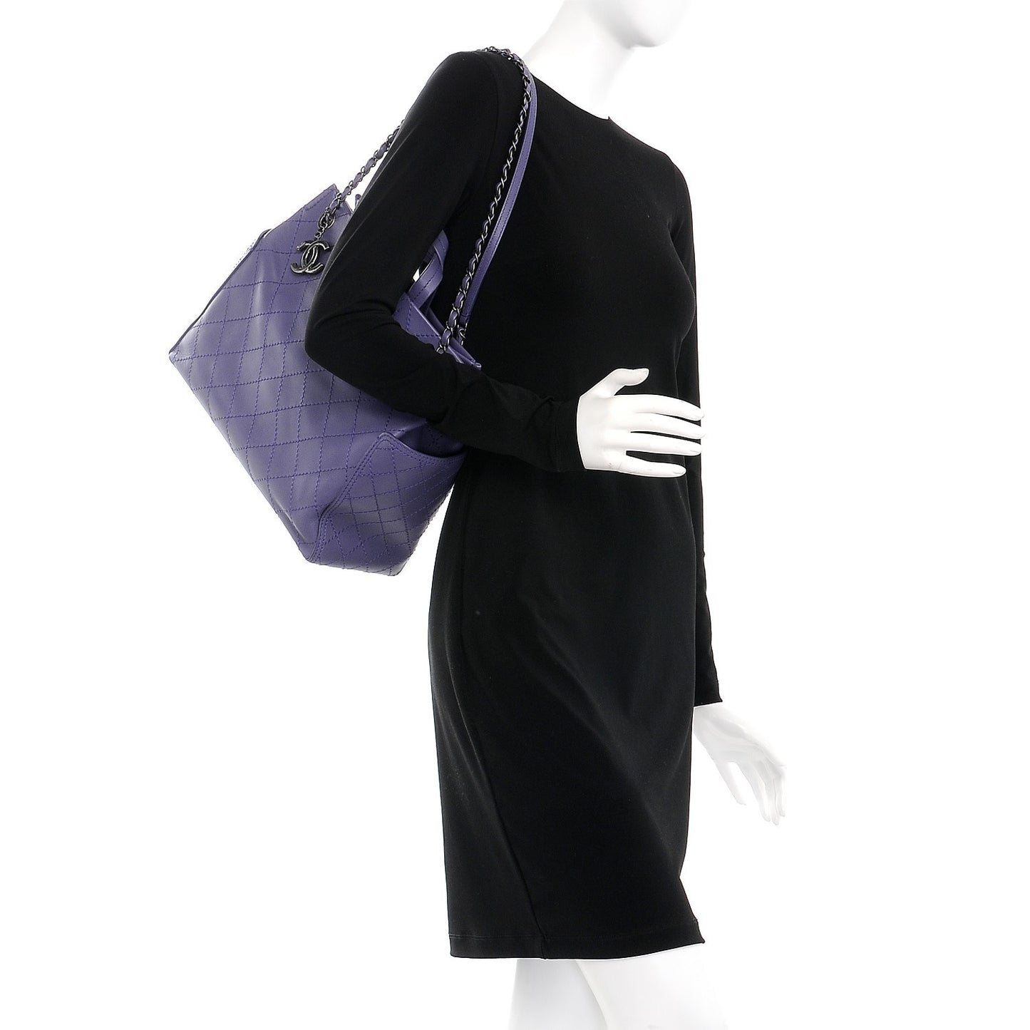 Calfskin Small CC Pocket Tote Purple