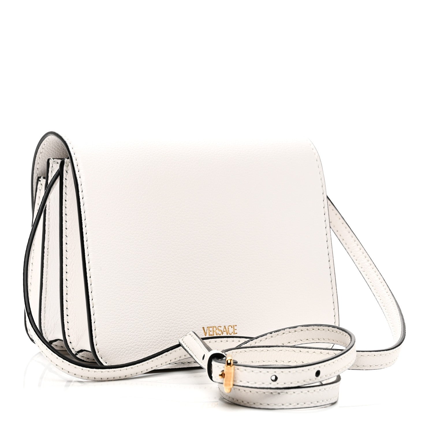 Versace Grained Calfskin La Medusa Shoulder Bag White 3 of 9