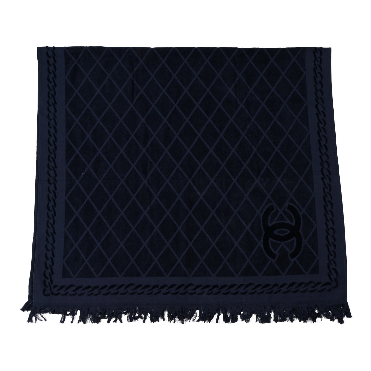 Chanel Terry Cotton CC Beach Towel Blue 3 of 6