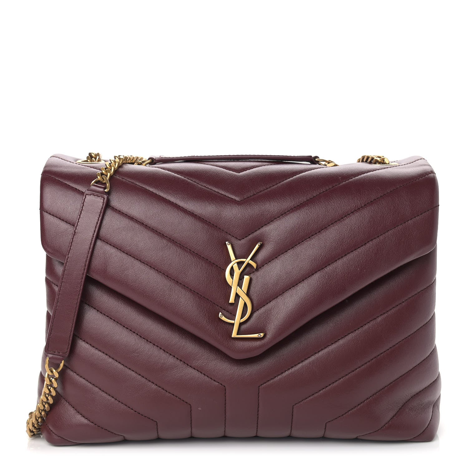 Saint Laurent Calfskin Y Quilted Monogram Medium Loulou Chain Satchel Palissandre 1 of 15