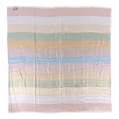 Gucci Viscose Cotton Silk Jacquard GG Monogram Shiny Summer Square Shawl Ivory Multicolor 7 of 7