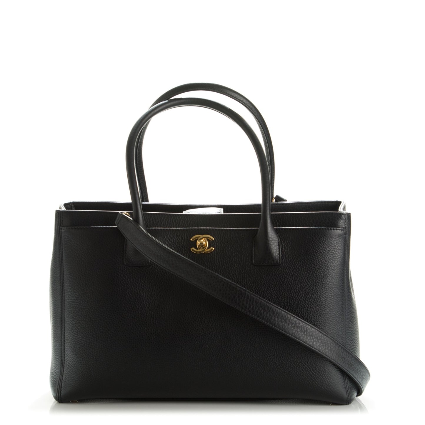 Calfskin Cerf Executive Shopper Tote Black