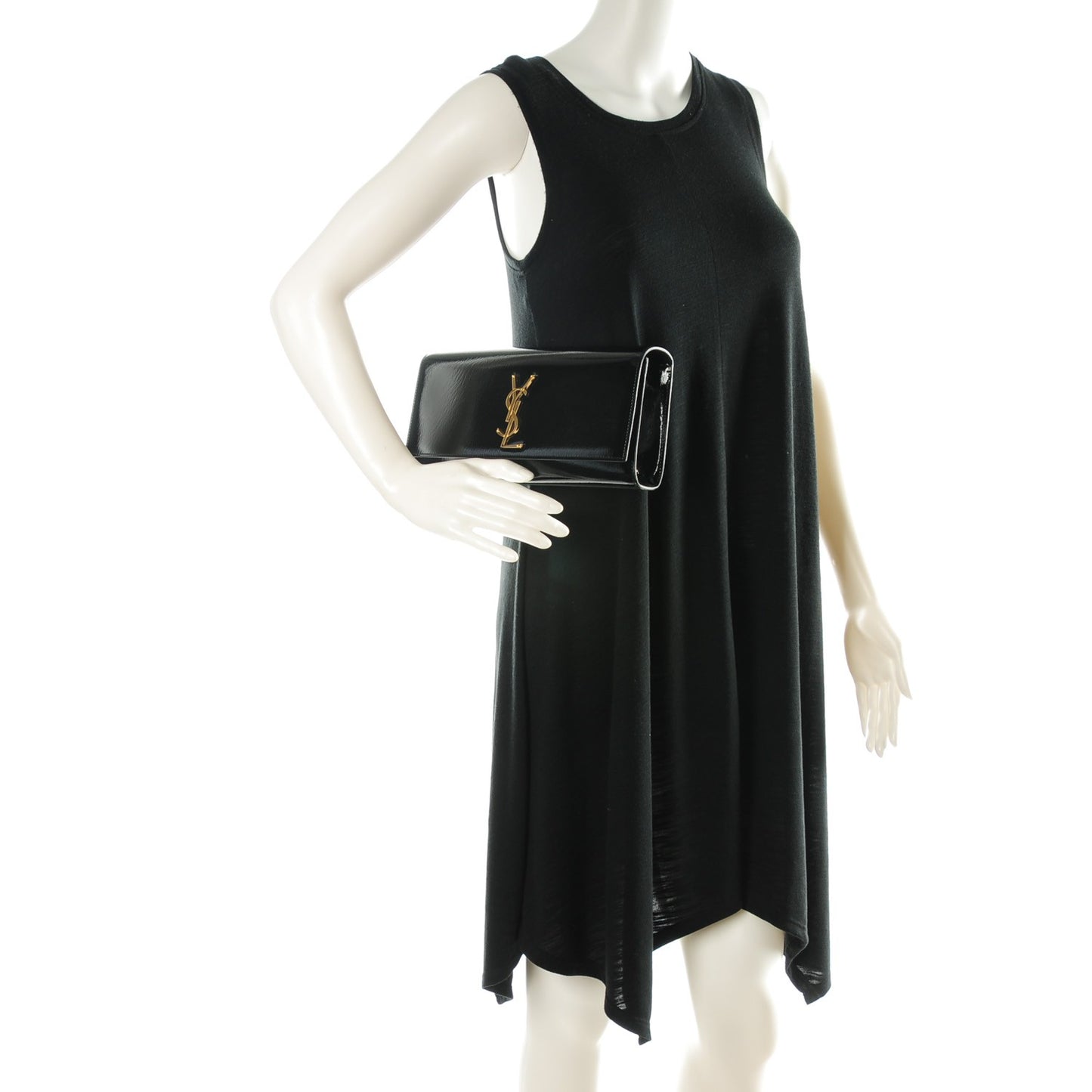 Textured Patent Classic Monogram Clutch Black