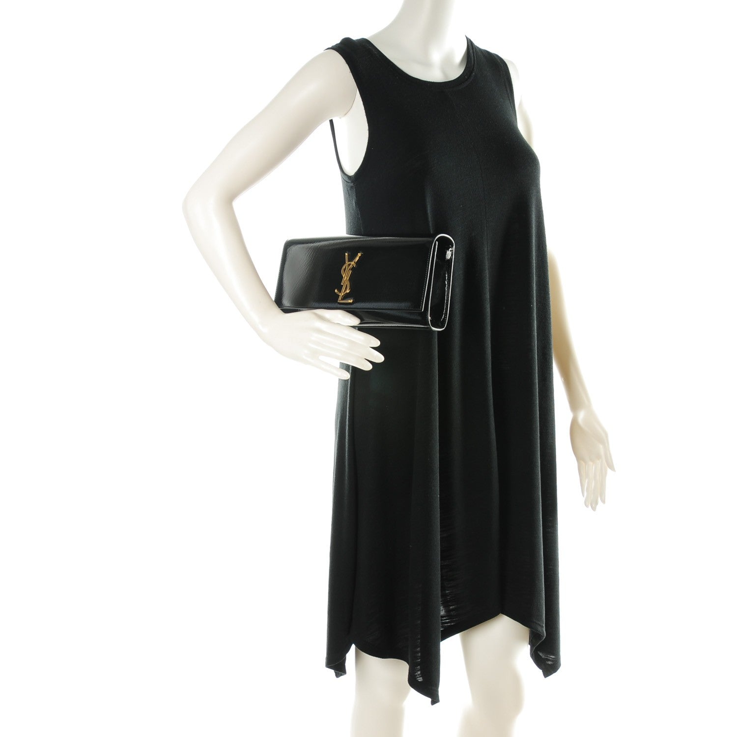 Saint Laurent Textured Patent Classic Monogram Clutch Black 2 of 6