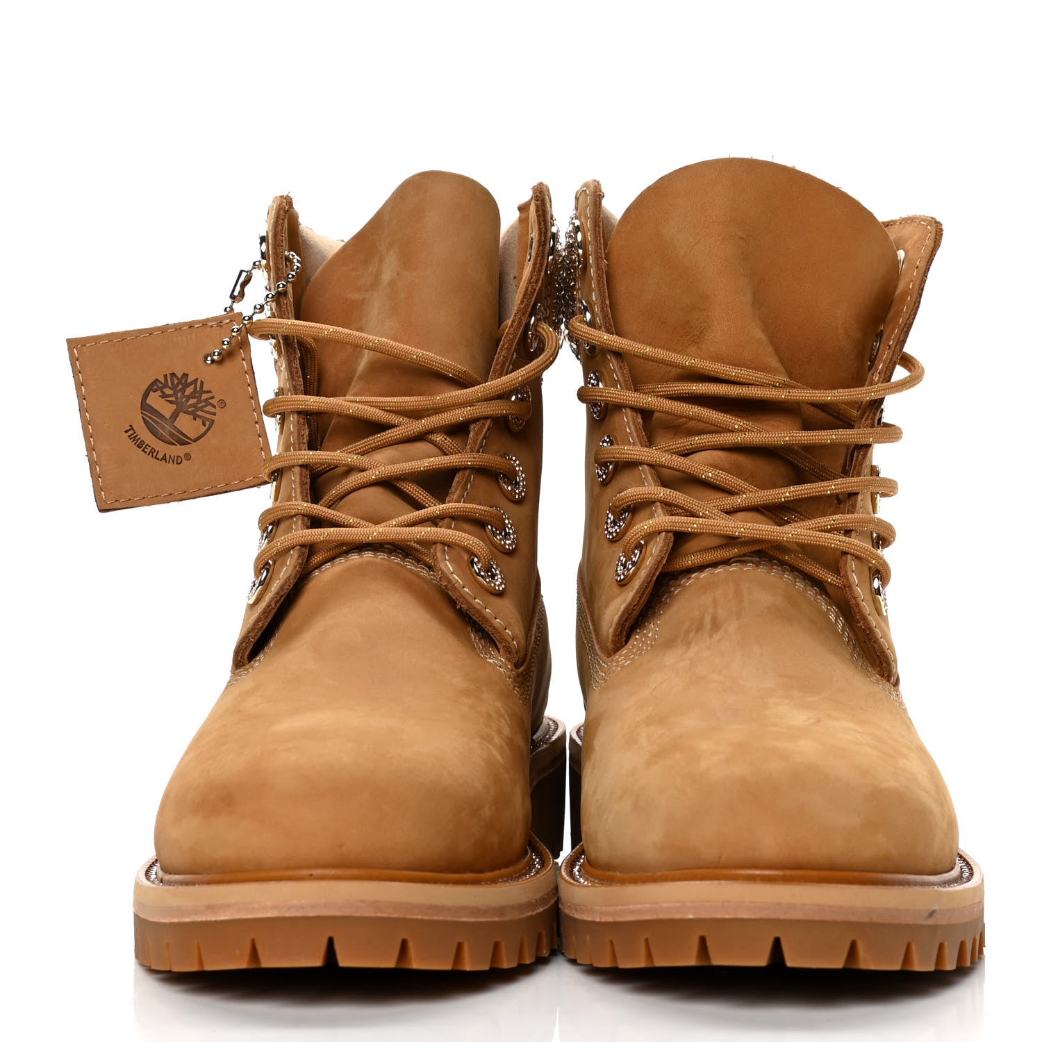 Jimmy Choo X TIMBERLAND Nubuck Swarovski Crystal Womens Ankle Boots 8 Wheat 2 of 4