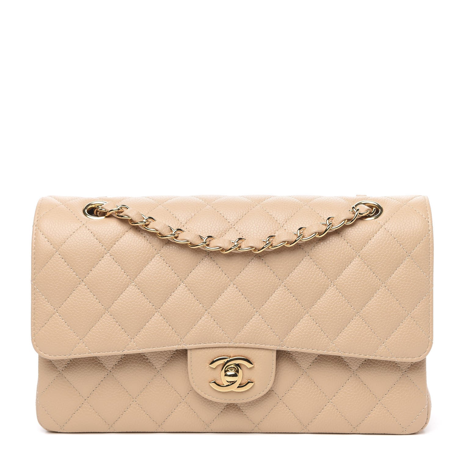Chanel Caviar Quilted Medium Double Flap Beige 1 of 10