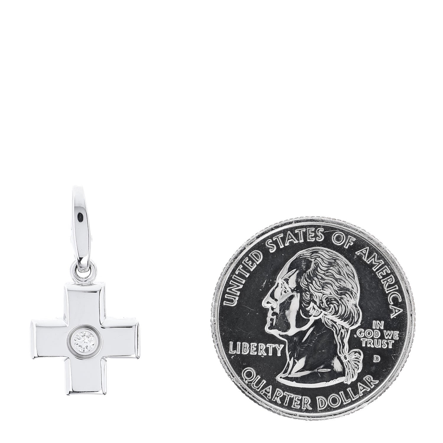 Cartier 18K White Gold Diamond Cross Charm 2 of 3