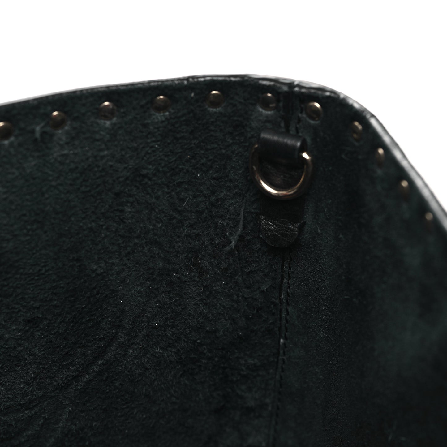 Grained Calfskin Rockstud Shoulder Tote Black