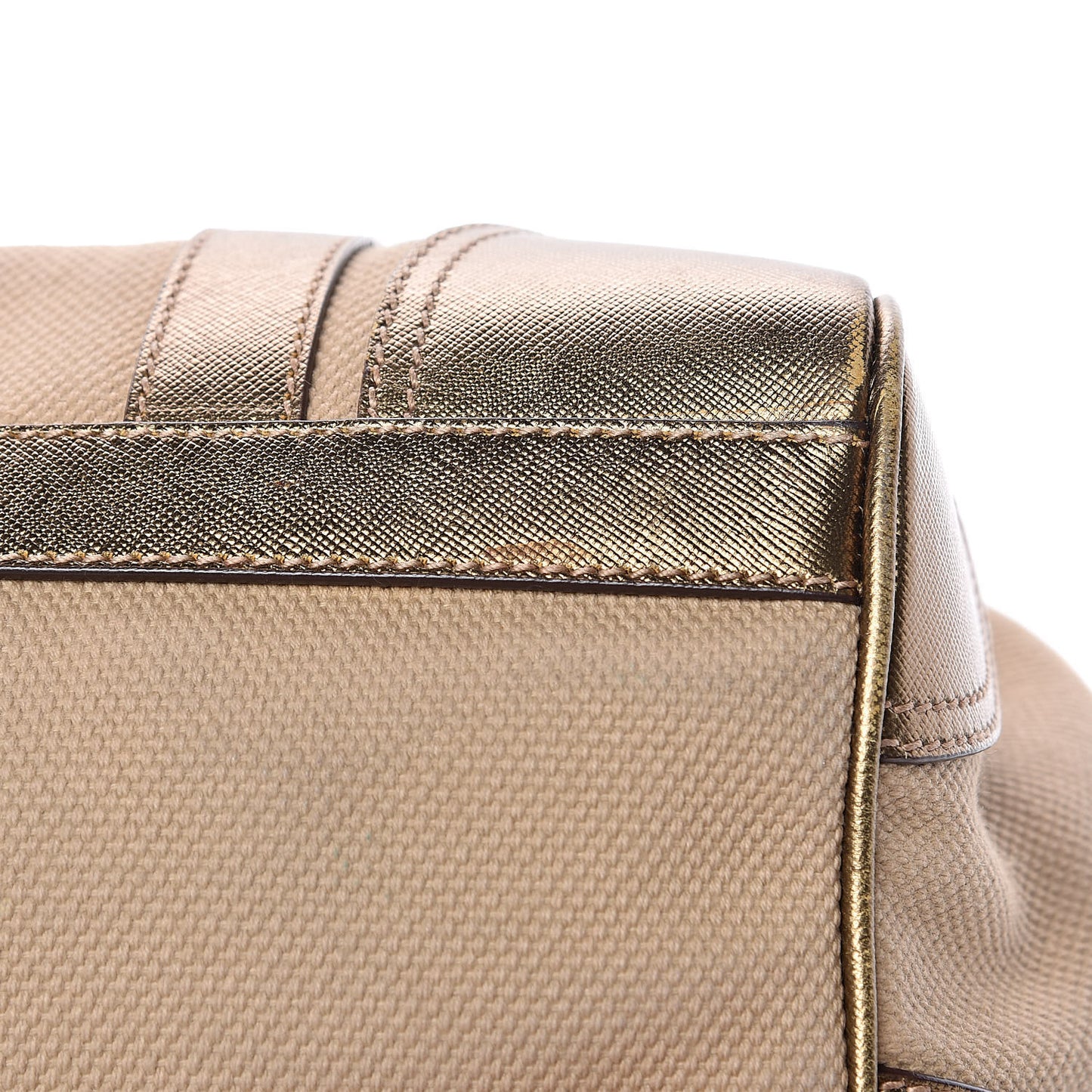 Metallic Saffiano Canvas Frame Bag Bronzo