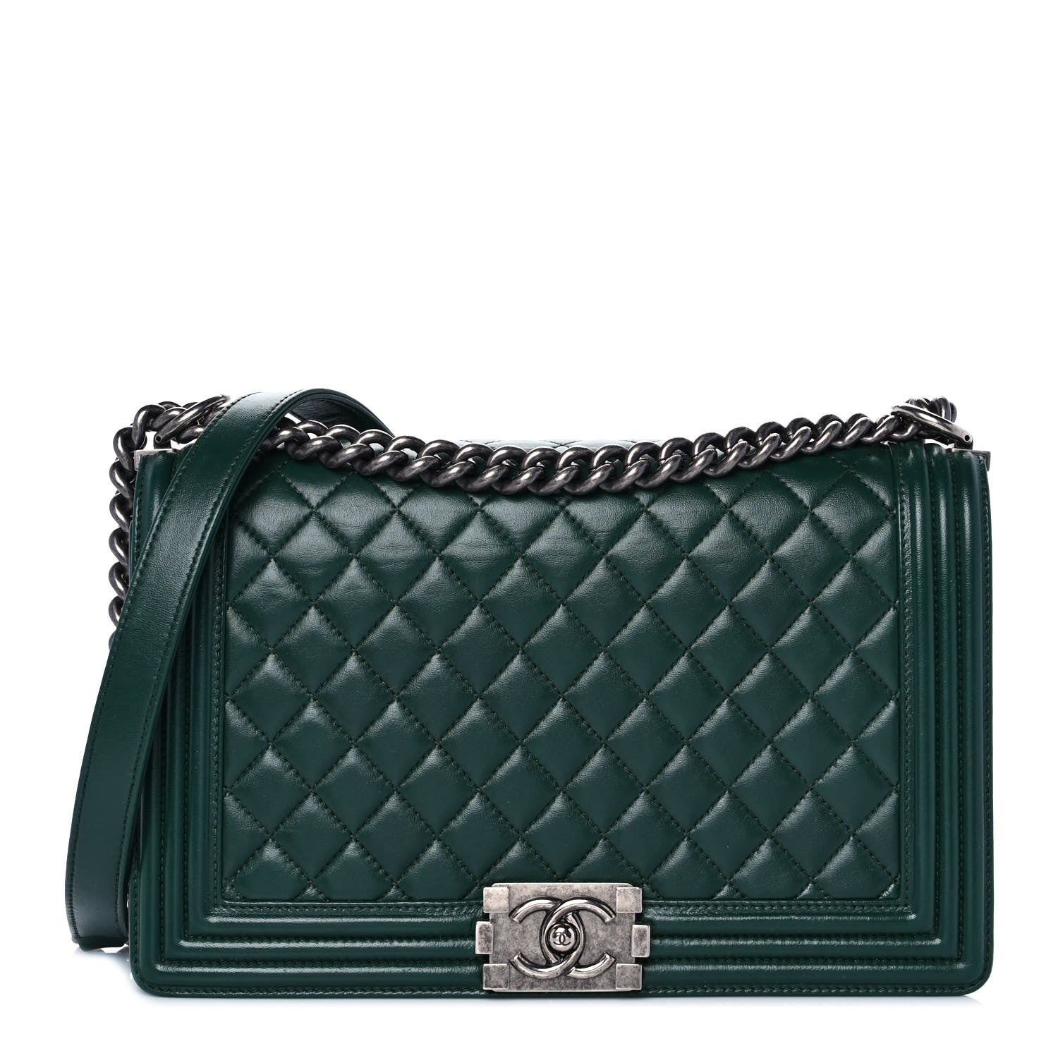 Chanel Lambskin Quilted New Medium Boy Flap Green 1 of 8