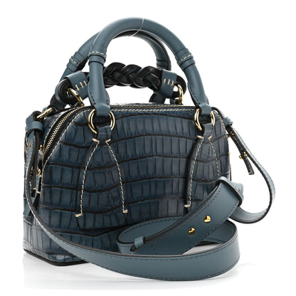 Chloe Calfskin Crocodile Embossed Small Daria Blue 3 of 11
