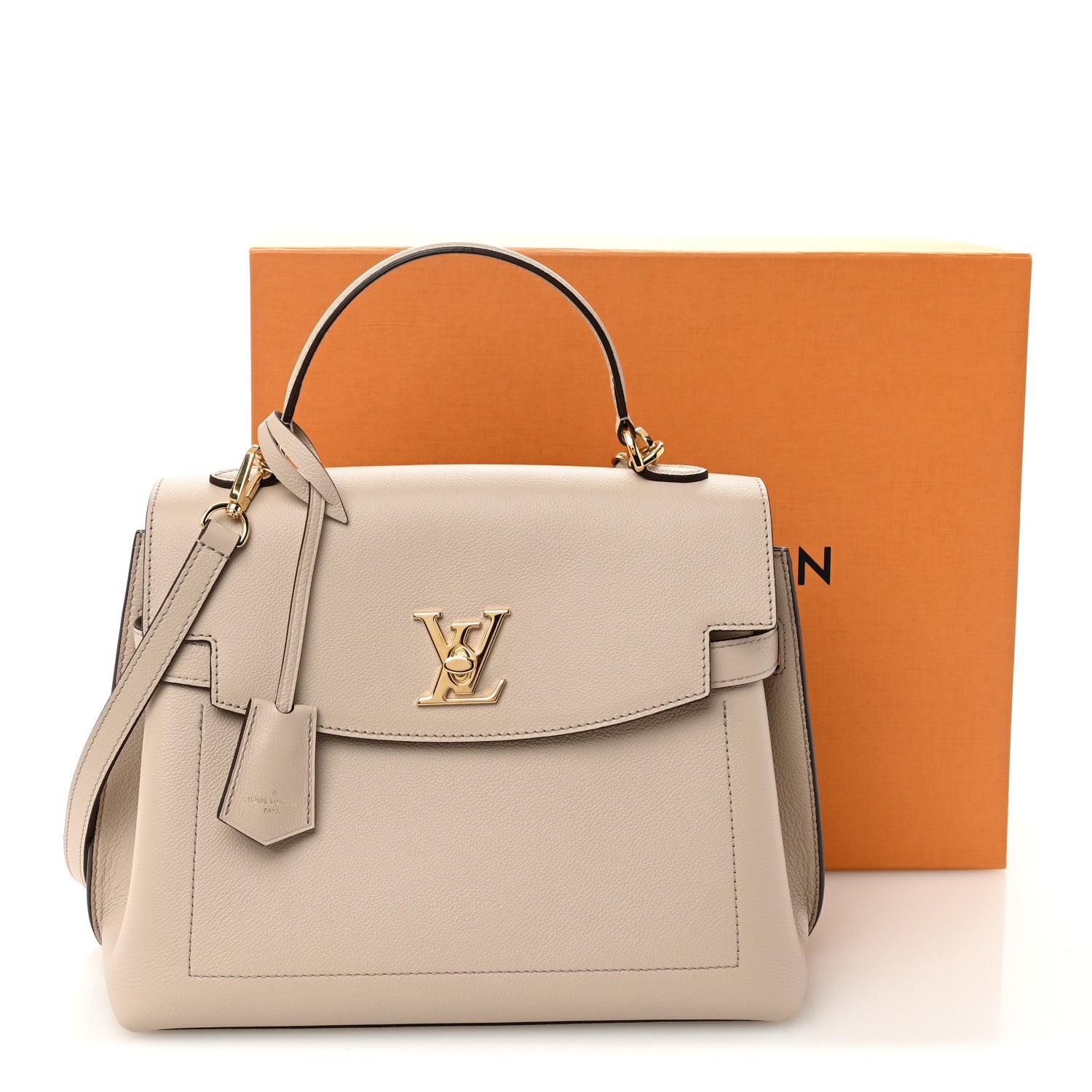 Louis Vuitton Soft Calfskin Lockme Ever MM Greige 10 of 10