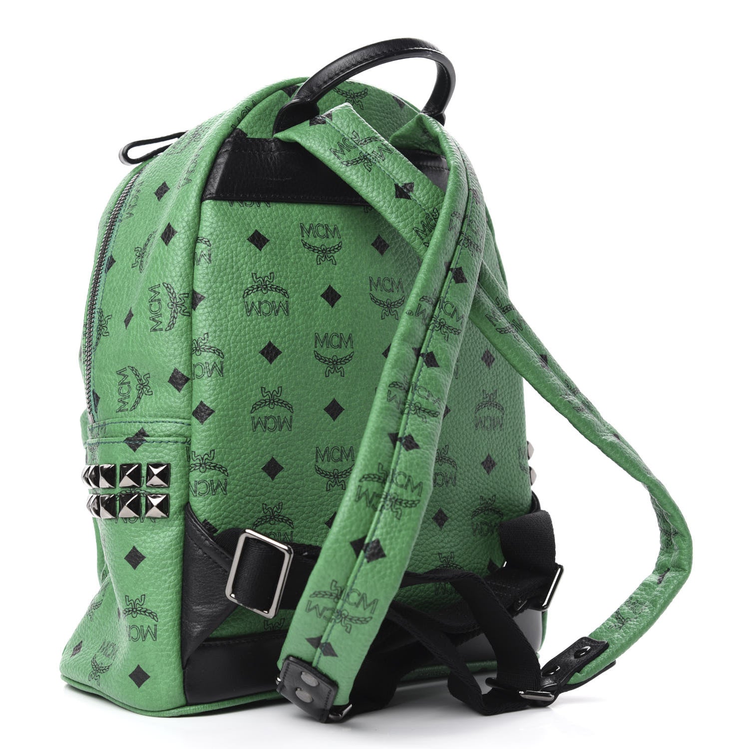 MCM Visetos Small Side Stud Stark Backpack Green 2 of 9