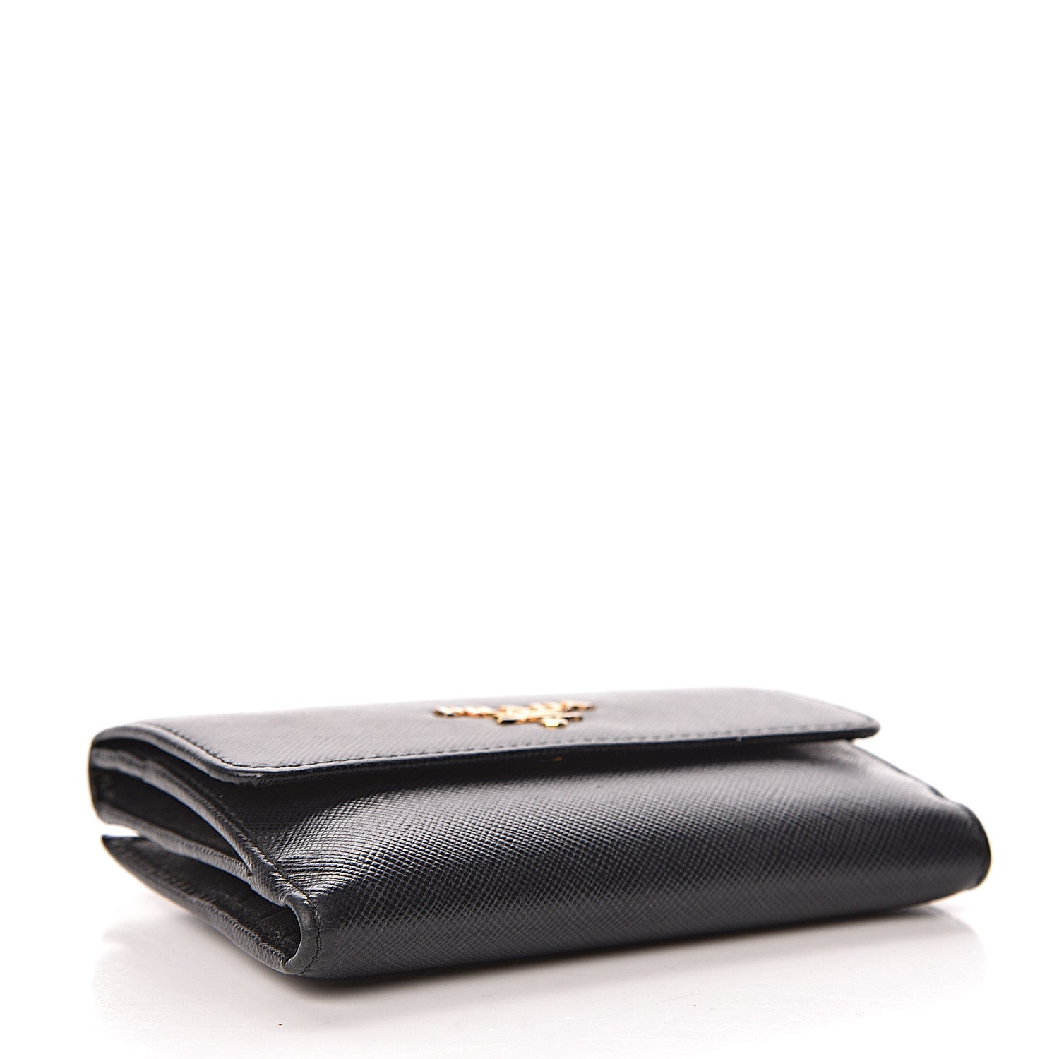 Prada Saffiano Metal French Flap Compact Wallet Black 4 of 7