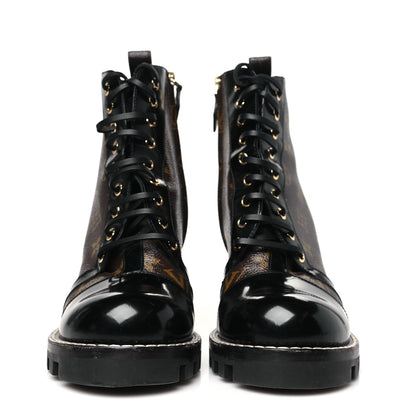 Louis Vuitton Patent Calfskin Monogram Star Trail Ankle Boots 41 Black 3 of 8