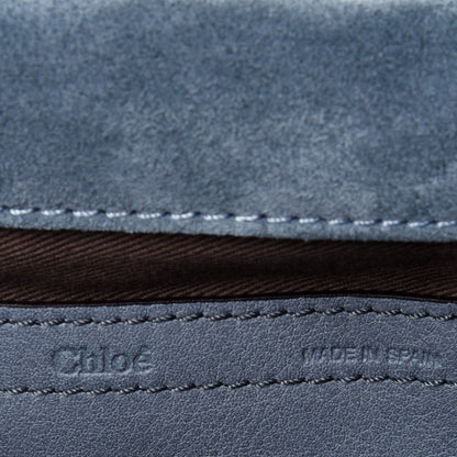 Chloe Suede Calfskin Braided Mini Marcie Round Crossbody Bag Cloudy Blue 5 of 10