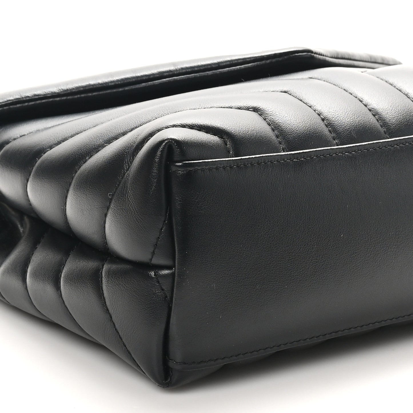 Calfskin Y Quilted Monogram Small Loulou Chain Satchel Black