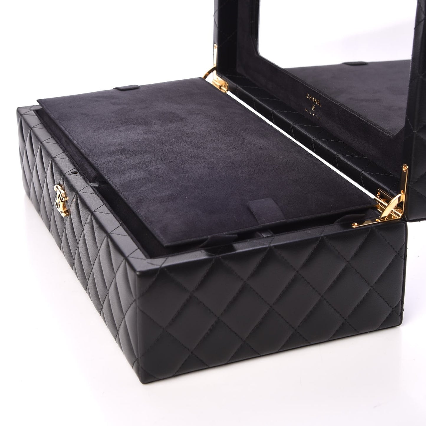 Lambskin Quilted Jewelry Case Black