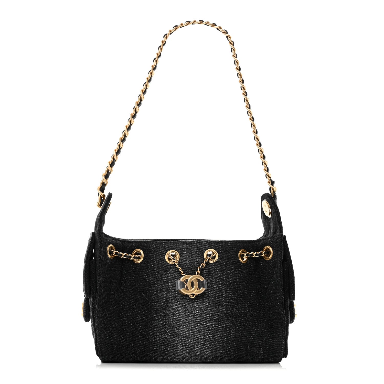 Chanel Washed Denim Quilted Mini Chanel 25 Handbag Black 1 of 11