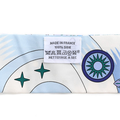 Hermes Silk La Source de Pegase Twilly Ciel Bleu Royal White 3 of 8