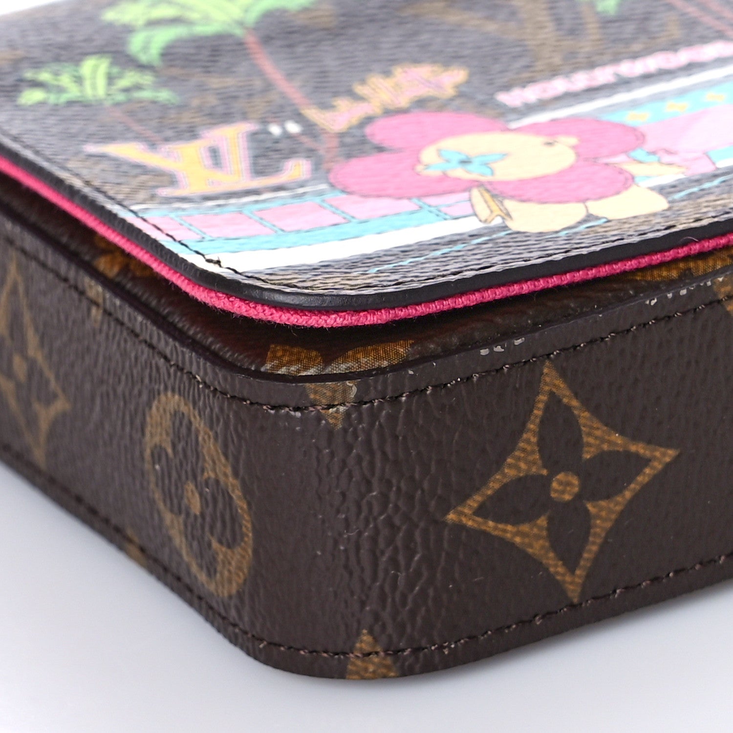 Louis Vuitton Monogram 2021 Christmas Animation Hollywood Pochette Felicie Chain Wallet Fuchsia 8 of 10